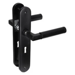 Impresso 86.012.33 Aston Ovaal Deurschild Met Schroef En Sleutelgat - Aluminium/Zwart