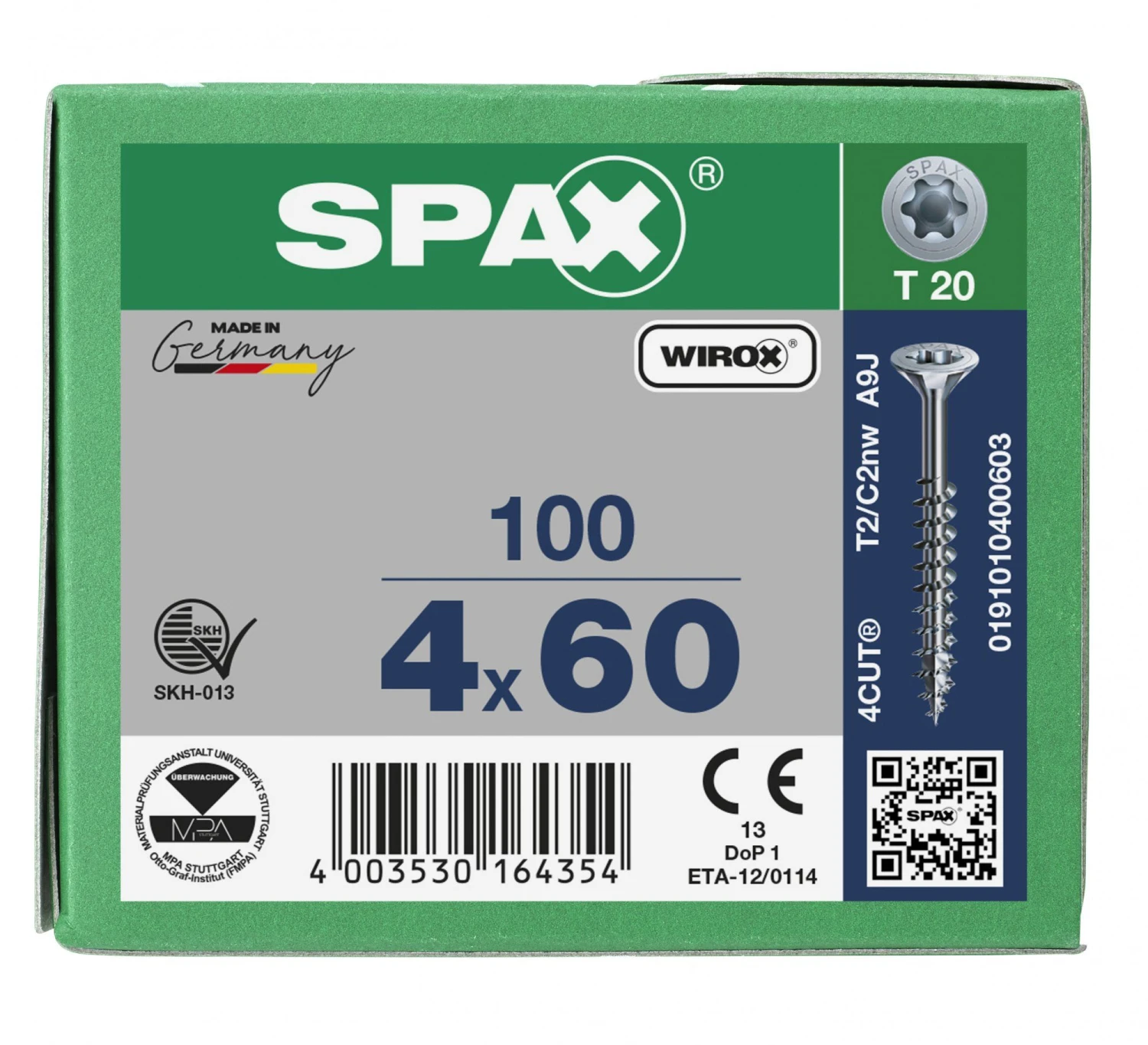 SPAX 191010400603 Universele Schroef, Verzonken Kop, 4 X 60, Deeldraad, T-STAR Plus TX20 - WIROX - 100 Stuks 8 SPAX 191010400603 Universele Schroef, Verzonken Kop, 4 X 60, Deeldraad, T-STAR Plus TX20 - WIROX - 100 Stuks - Afbeelding 6