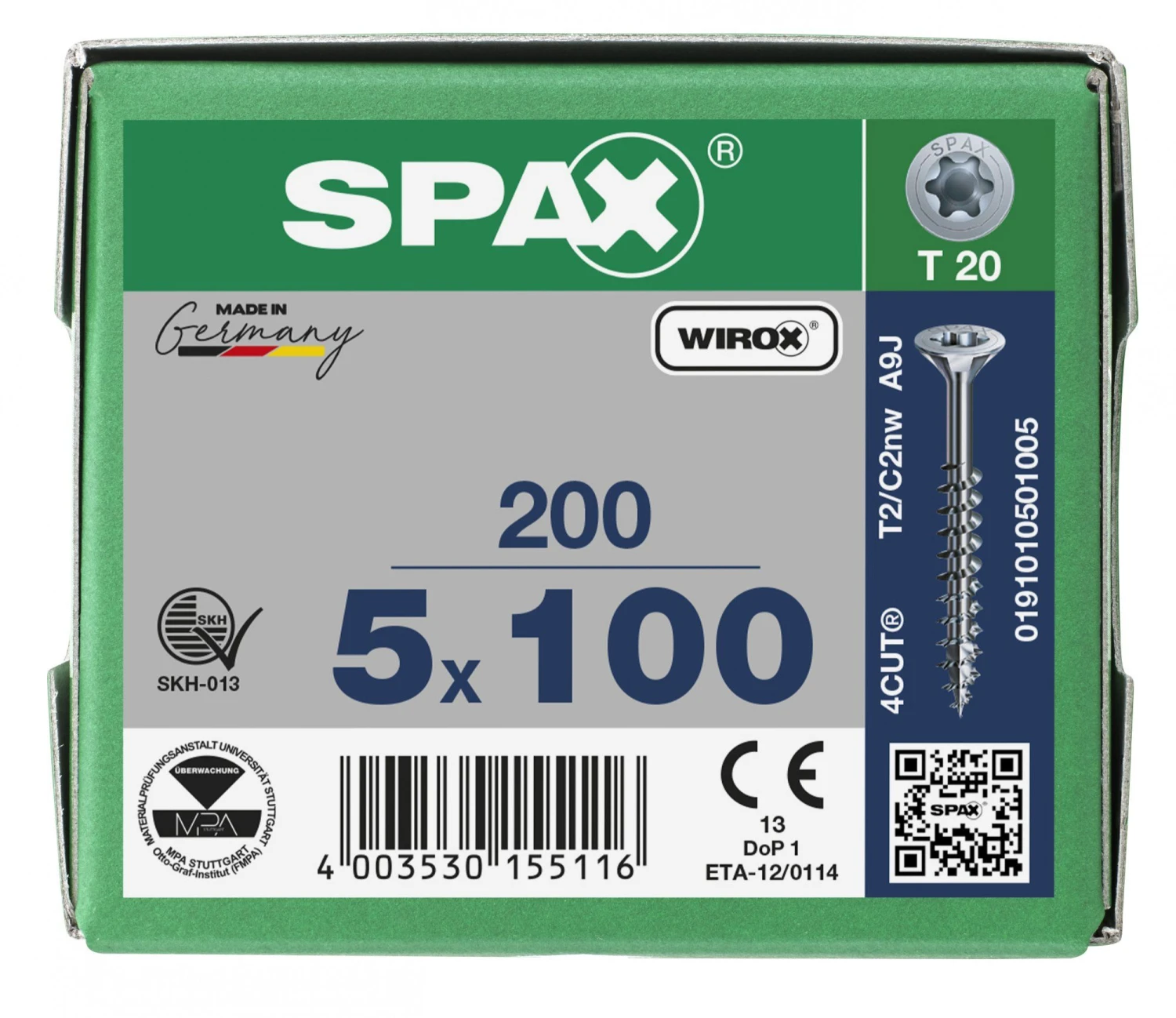 SPAX 191010501005 Universele Schroef, Verzonken Kop, 5 X 100, Deeldraad, T-STAR Plus TX20 - WIROX - 200 Stuks 8 SPAX 191010501005 Universele Schroef, Verzonken Kop, 5 X 100, Deeldraad, T-STAR Plus TX20 - WIROX - 200 Stuks - Afbeelding 6
