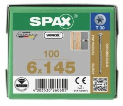 SPAX 161010601455 Stelschroef, Platkop, 6 X 145, Deeldraad, T-STAR Plus TX30 - WIROX - 100 Stuks -HandelFix Winkel 1ec58249b46742698598f1bcc6bfc174
