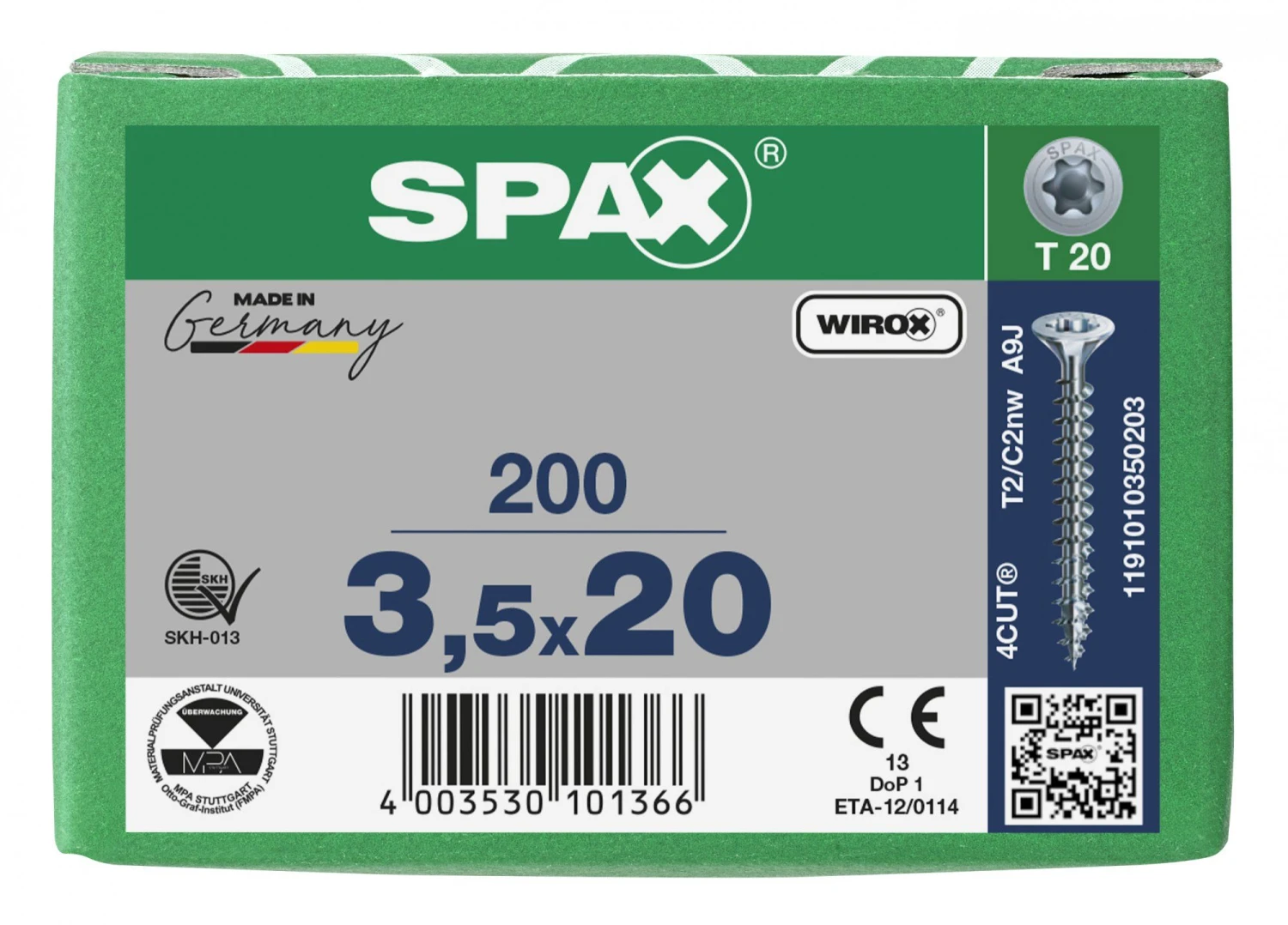 SPAX 1191010350203 Universele Schroef, Verzonken Kop, 3.5 X 20, Voldraad, T-STAR Plus TX20 - WIROX - 200 Stuks 8 SPAX 1191010350203 Universele Schroef, Verzonken Kop, 3.5 X 20, Voldraad, T-STAR Plus TX20 - WIROX - 200 Stuks - Afbeelding 6