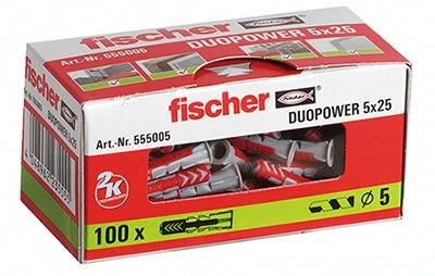 Fischer 555005 DuoPower Universele Pluggen - 5 X 25mm (100st) 3 Fischer 555005 DuoPower Universele Pluggen - 5 X 25mm (100st)