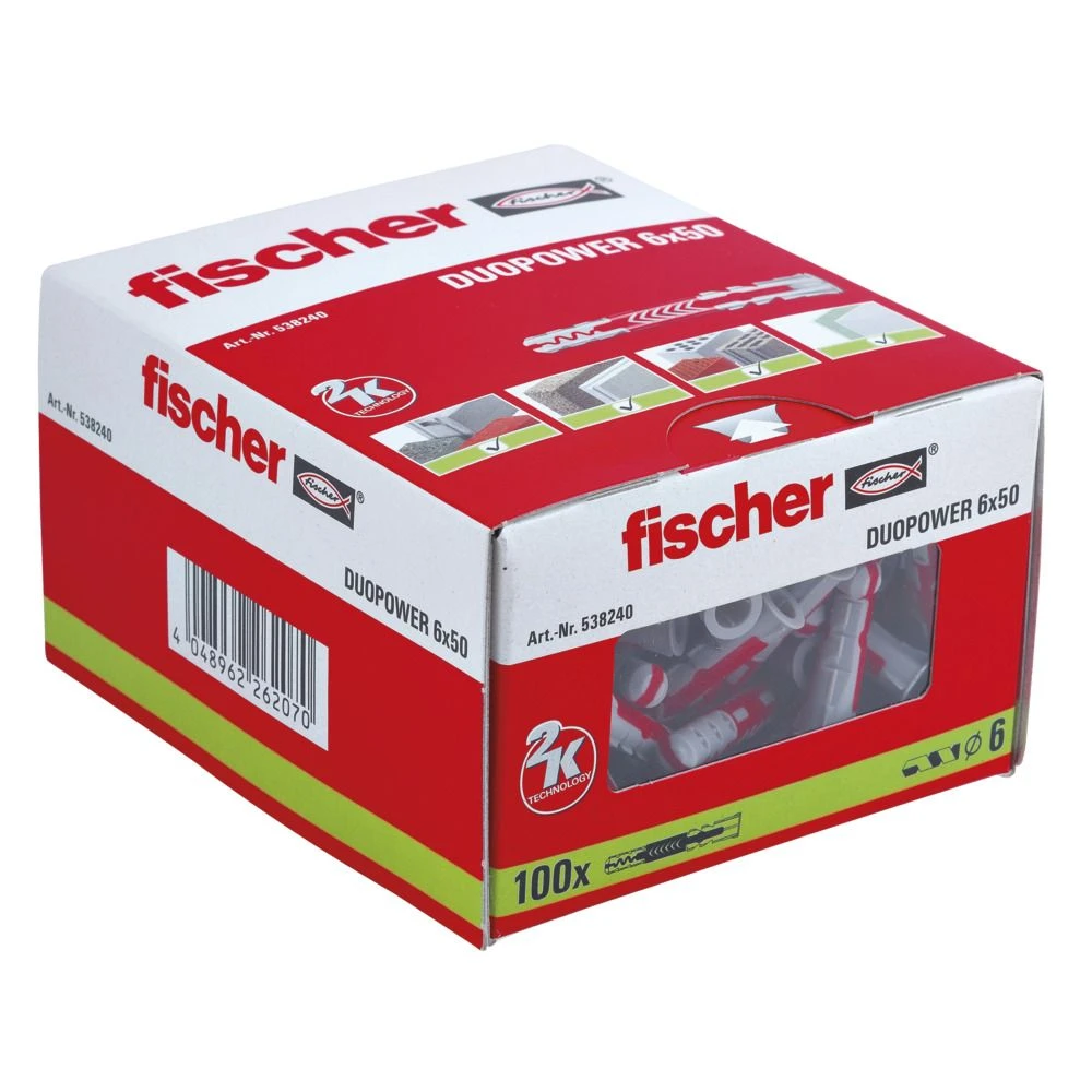 Fischer 538240 DuoPower Universele Pluggen - 6 X 50mm (100st) 3 Fischer 538240 DuoPower Universele Pluggen - 6 X 50mm (100st)