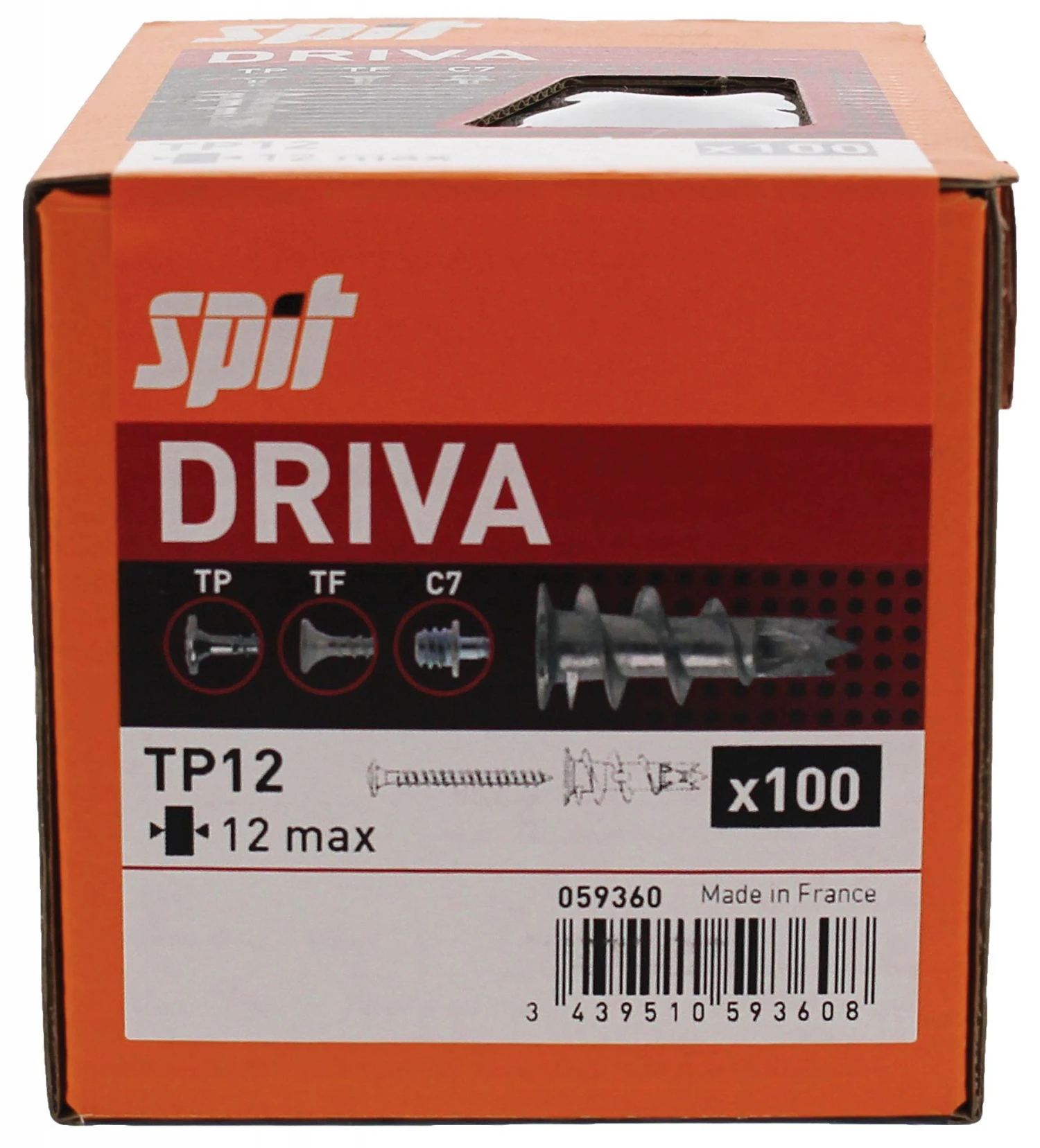 Spit Driva TP12 Gipsplaatplug Incl. Schroef - PZ2 - 31x14mm (100st) 4 Spit Driva TP12 Gipsplaatplug Incl. Schroef - PZ2 - 31x14mm (100st) - Afbeelding 2