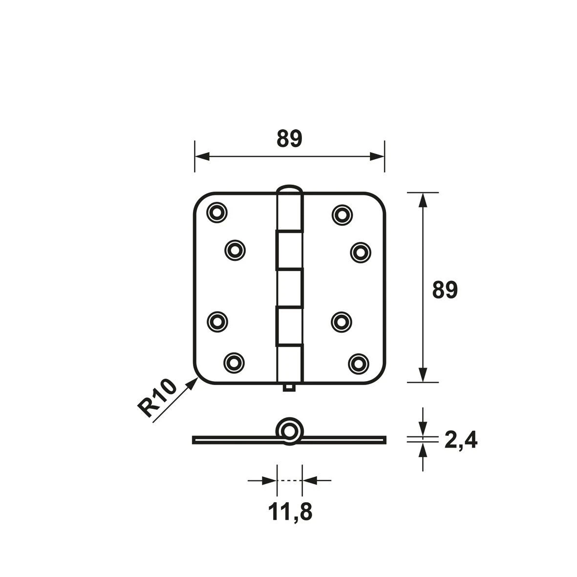 AXA 1105-25-23/E Scharnier - Topcoat - 89 X 89 X 2,4mm 4 AXA 1105-25-23/E Scharnier - Topcoat - 89 X 89 X 2,4mm - Afbeelding 2