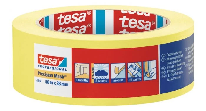 Tesa 4334 Precision Mask Afplaktape - Geel - 38mm X 50m - 04334-00003-00 3 Tesa 4334 Precision Mask Afplaktape - Geel - 38mm X 50m - 04334-00003-00