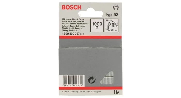 Bosch 1609200367 Type 53 Niet Met Fijne Draad - 11,4x0,74x12mm (1000st) 3 Bosch 1609200367 Type 53 Niet Met Fijne Draad - 11,4x0,74x12mm (1000st)