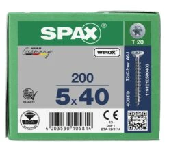 SPAX 1191010500403 Universele Schroef, Verzonken Kop, 5 X 40, Voldraad, T-STAR Plus TX20 - WIROX - 200 Stuks 13 SPAX 1191010500403 Universele Schroef, Verzonken Kop, 5 X 40, Voldraad, T-STAR Plus TX20 - WIROX - 200 Stuks -HandelFix Winkel 71cb508ae7c8b46cba2008714cc51c8e