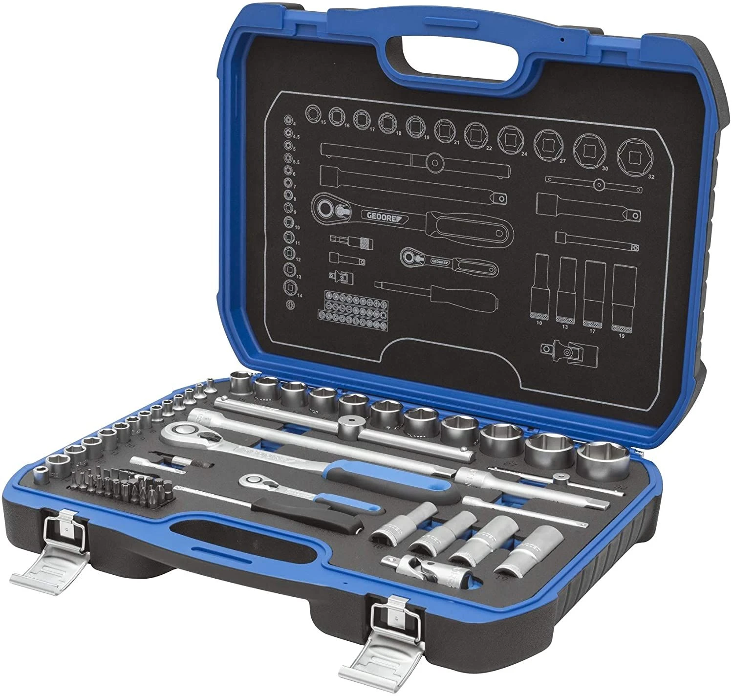 Gedore 19 BMC 20 Dopsleutelset 1/4" + 1/2", 69-delig - 3108902 4 Gedore 19 BMC 20 Dopsleutelset 1/4" + 1/2", 69-delig - 3108902 - Afbeelding 2