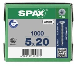 SPAX 1191010500205 Universele Schroef, Verzonken Kop, 5 X 20, Voldraad, T-STAR Plus TX20 - WIROX - 1000 Stuks 13 SPAX 1191010500205 Universele Schroef, Verzonken Kop, 5 X 20, Voldraad, T-STAR Plus TX20 - WIROX - 1000 Stuks -HandelFix Winkel 74f29aba0affd1aa5de0c37cfdc66a04