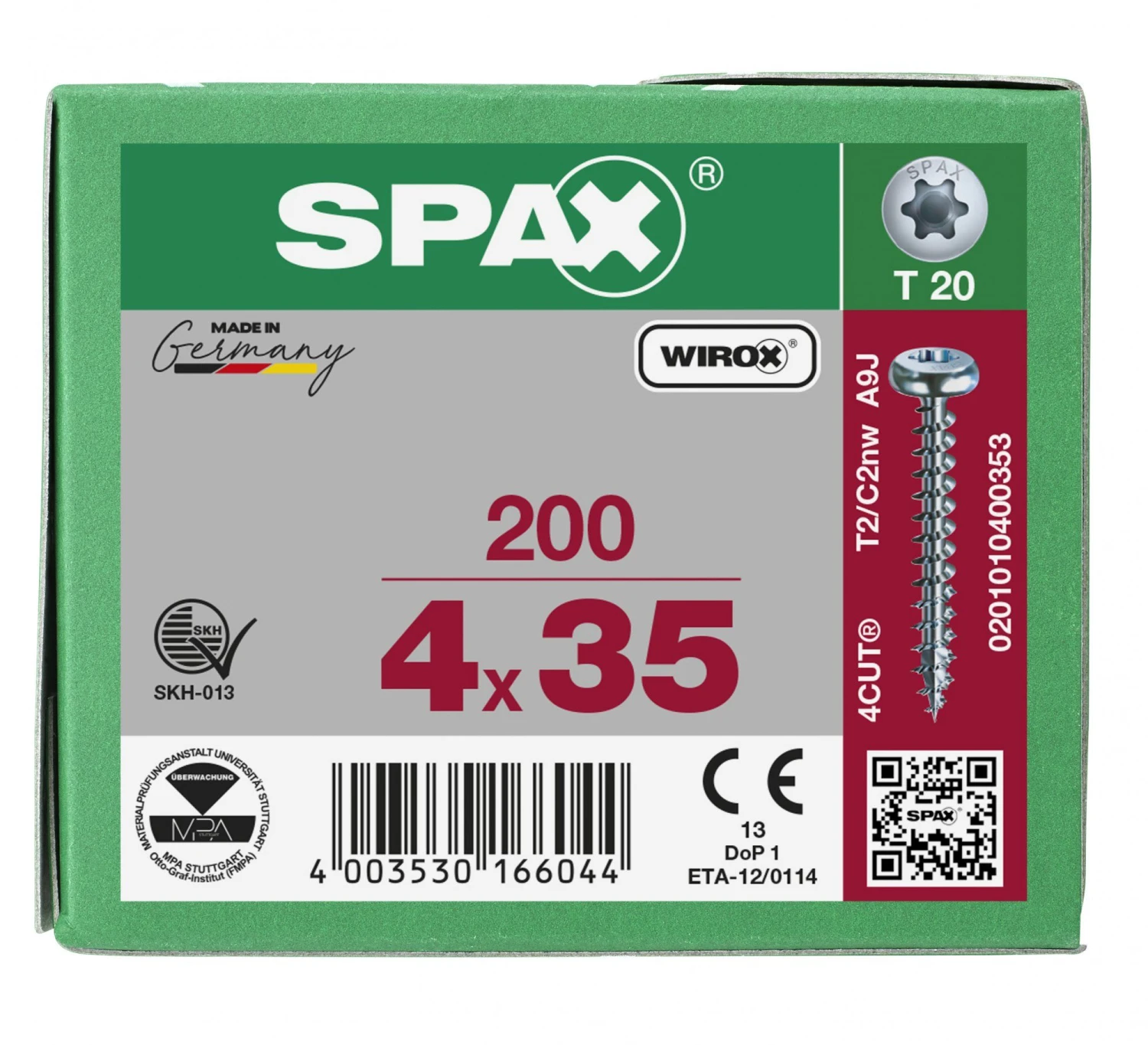SPAX 201010400353 Universele Schroef, Bolkop, 4 X 35, Voldraad, T-STAR Plus TX20 - WIROX - 200 Stuks 8 SPAX 201010400353 Universele Schroef, Bolkop, 4 X 35, Voldraad, T-STAR Plus TX20 - WIROX - 200 Stuks - Afbeelding 6