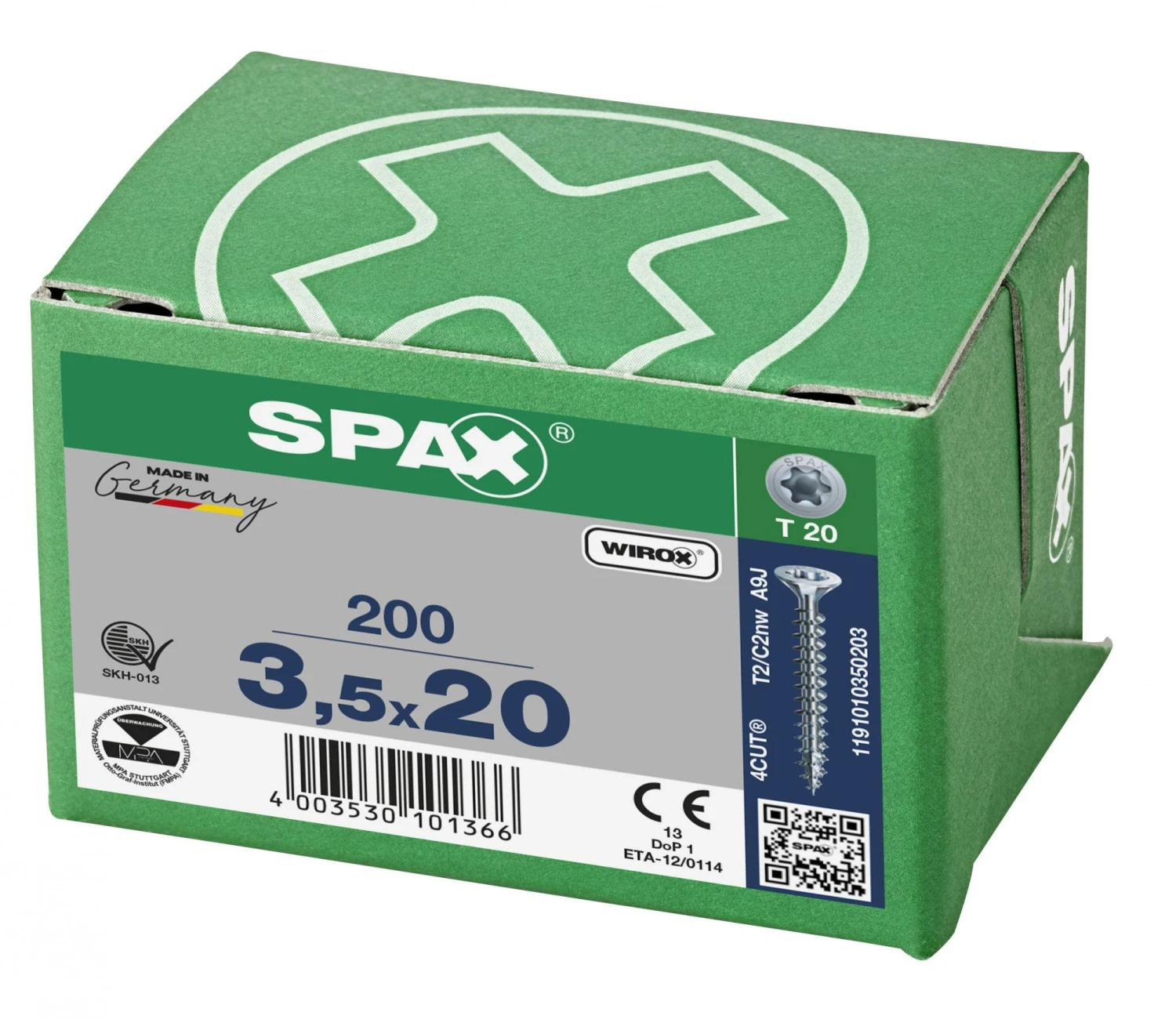 SPAX 1191010350203 Universele Schroef, Verzonken Kop, 3.5 X 20, Voldraad, T-STAR Plus TX20 - WIROX - 200 Stuks 7 SPAX 1191010350203 Universele Schroef, Verzonken Kop, 3.5 X 20, Voldraad, T-STAR Plus TX20 - WIROX - 200 Stuks - Afbeelding 5