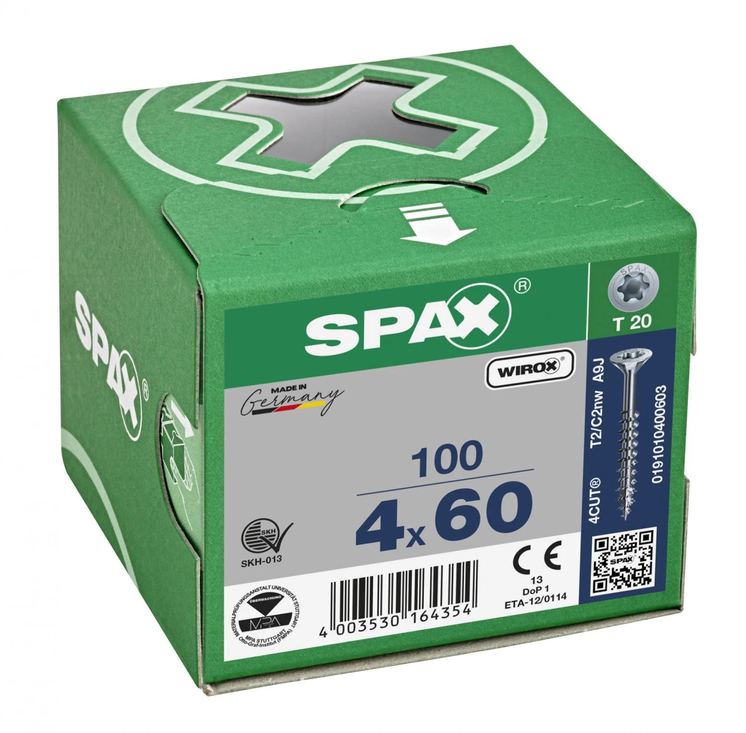 SPAX 191010400603 Universele Schroef, Verzonken Kop, 4 X 60, Deeldraad, T-STAR Plus TX20 - WIROX - 100 Stuks 6 SPAX 191010400603 Universele Schroef, Verzonken Kop, 4 X 60, Deeldraad, T-STAR Plus TX20 - WIROX - 100 Stuks - Afbeelding 4