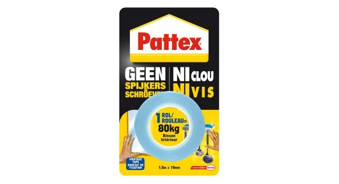 Pattex 1509459 Tape Geen Spijkers & Schroeven - 80kg - 1,5m 3 Pattex 1509459 Tape Geen Spijkers & Schroeven - 80kg - 1,5m