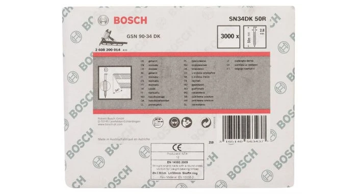 Bosch 2608200014 / SN34DK 50R Stripnagel - Blank - Recht - 2,8 X 50 Mm - (3000 St) 3 Bosch 2608200014 / SN34DK 50R Stripnagel - Blank - Recht - 2,8 X 50 Mm - (3000 St)