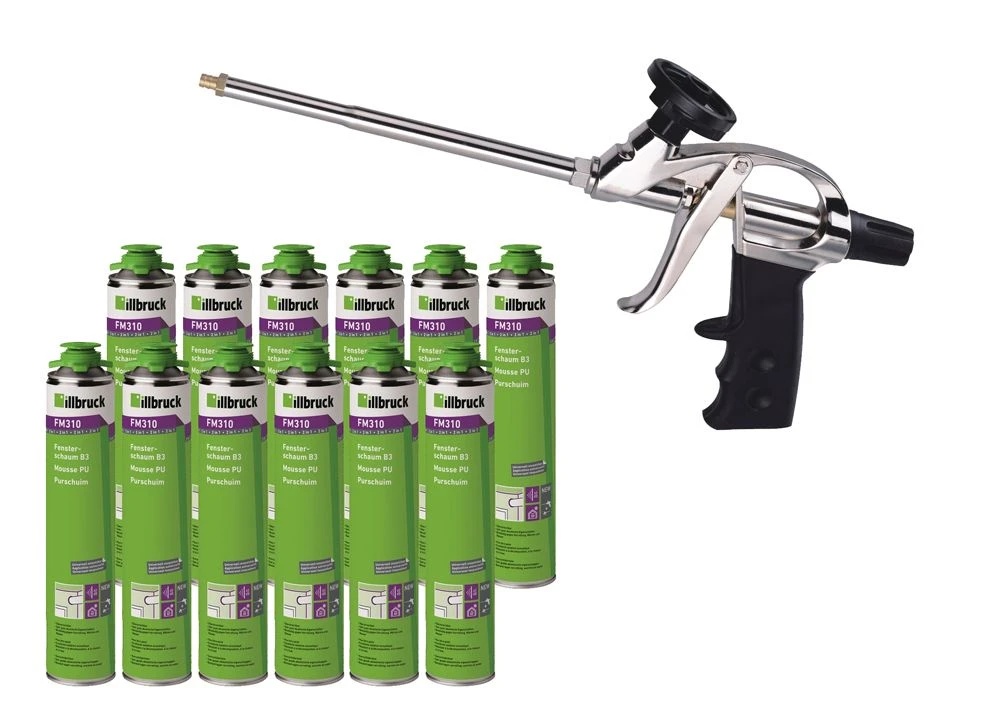 Illbruck PUR Set - 12x FM310 750ml - Inclusief Wofix Pistool 3 Illbruck PUR Set - 12x FM310 750ml - Inclusief Wofix Pistool