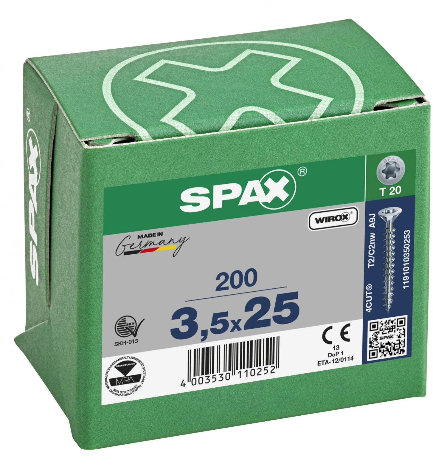 SPAX 1191010350253 Universele Schroef, Verzonken Kop, 3.5 X 25, Voldraad, T-STAR Plus TX20 - WIROX - 200 Stuks 6 SPAX 1191010350253 Universele Schroef, Verzonken Kop, 3.5 X 25, Voldraad, T-STAR Plus TX20 - WIROX - 200 Stuks - Afbeelding 4
