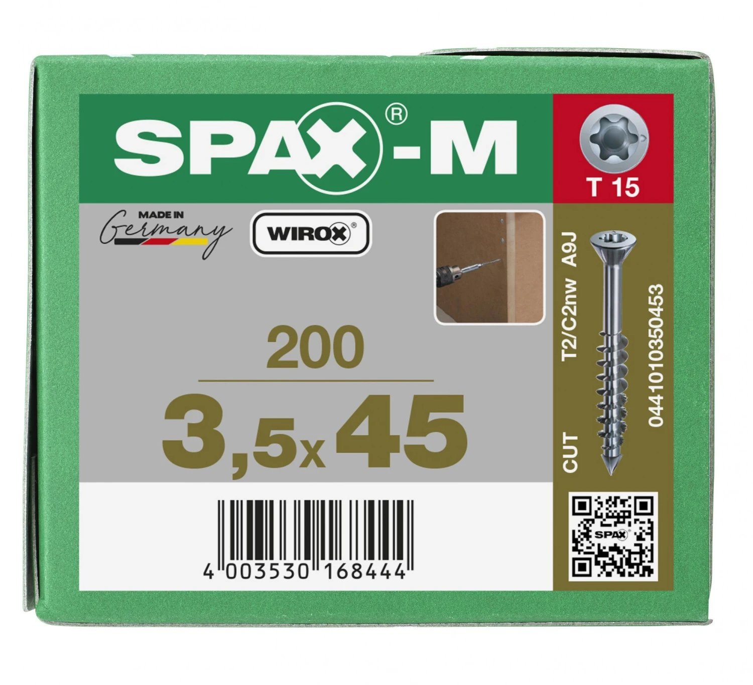 SPAX-M 441010350453 Schroef, Verzonken Kop, 3.5 X 45, Deeldraad, T-STAR Plus TX15 - WIROX - 200 Stuks 8 SPAX-M 441010350453 Schroef, Verzonken Kop, 3.5 X 45, Deeldraad, T-STAR Plus TX15 - WIROX - 200 Stuks - Afbeelding 6
