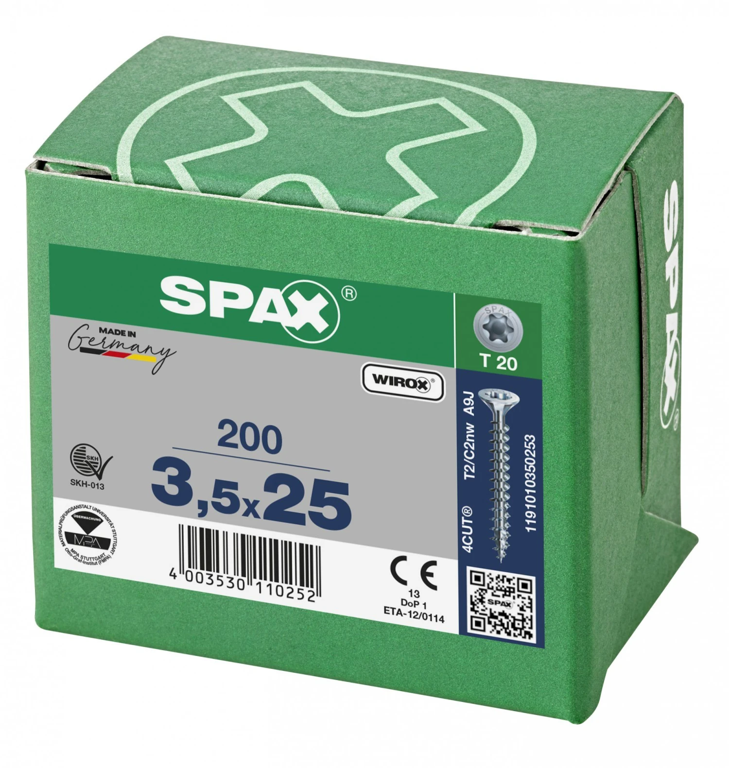 SPAX 1191010350253 Universele Schroef, Verzonken Kop, 3.5 X 25, Voldraad, T-STAR Plus TX20 - WIROX - 200 Stuks 7 SPAX 1191010350253 Universele Schroef, Verzonken Kop, 3.5 X 25, Voldraad, T-STAR Plus TX20 - WIROX - 200 Stuks - Afbeelding 5