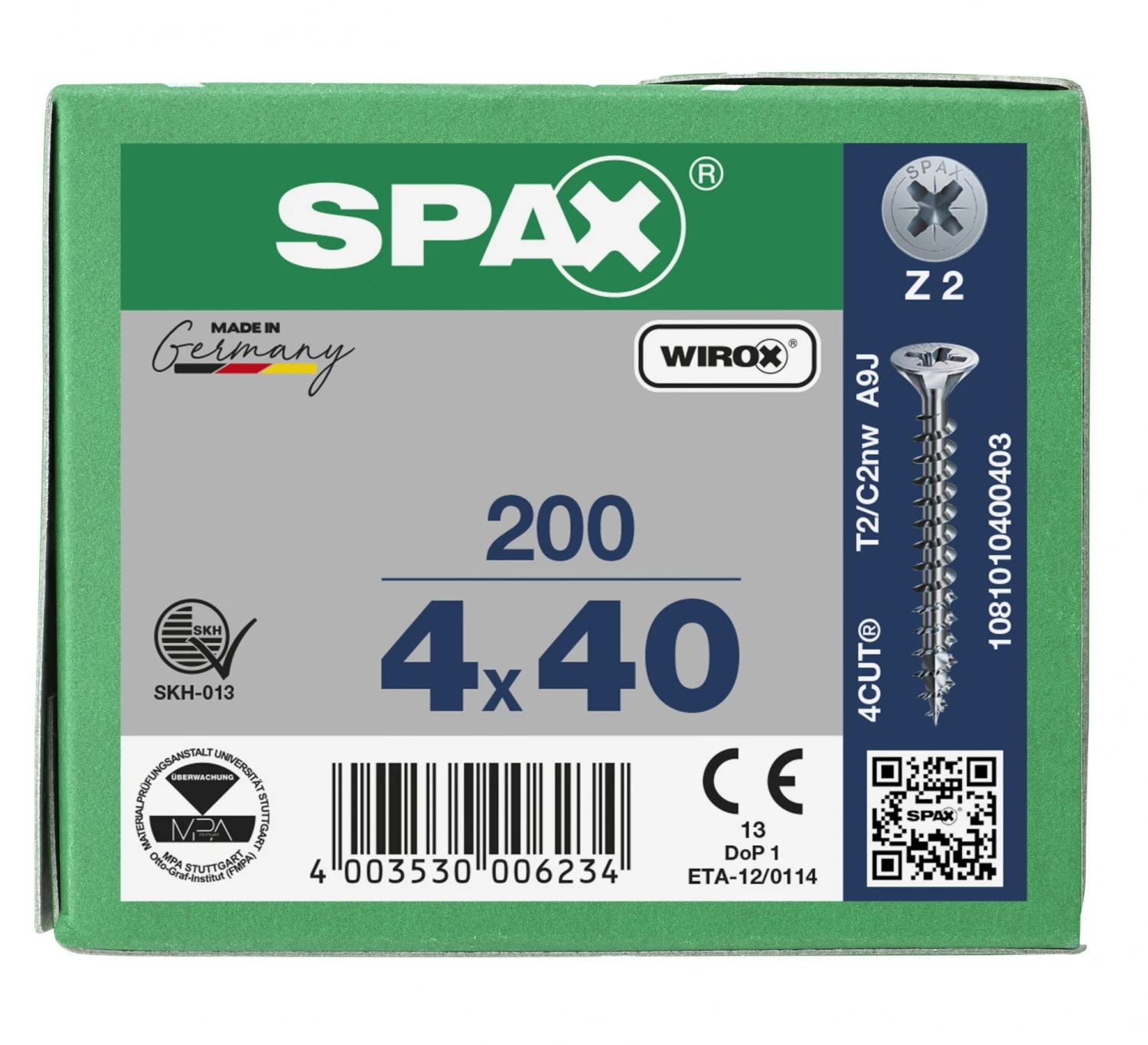 SPAX 1081010400403 Universele Schroef, Verzonken Kop, 4 X 40, Voldraad, Kruiskop Z2 - WIROX - 200 Stuks 8 SPAX 1081010400403 Universele Schroef, Verzonken Kop, 4 X 40, Voldraad, Kruiskop Z2 - WIROX - 200 Stuks - Afbeelding 6