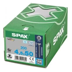 SPAX 1087000450503 Roestvaststalen Schroef, Verzonken Kop, 4.5 X 50, Voldraad, Kruiskop Z2 - Blank - 200 Stuks -HandelFix Winkel b30af921c59f1b3e7b7c32e56d2e6b7f