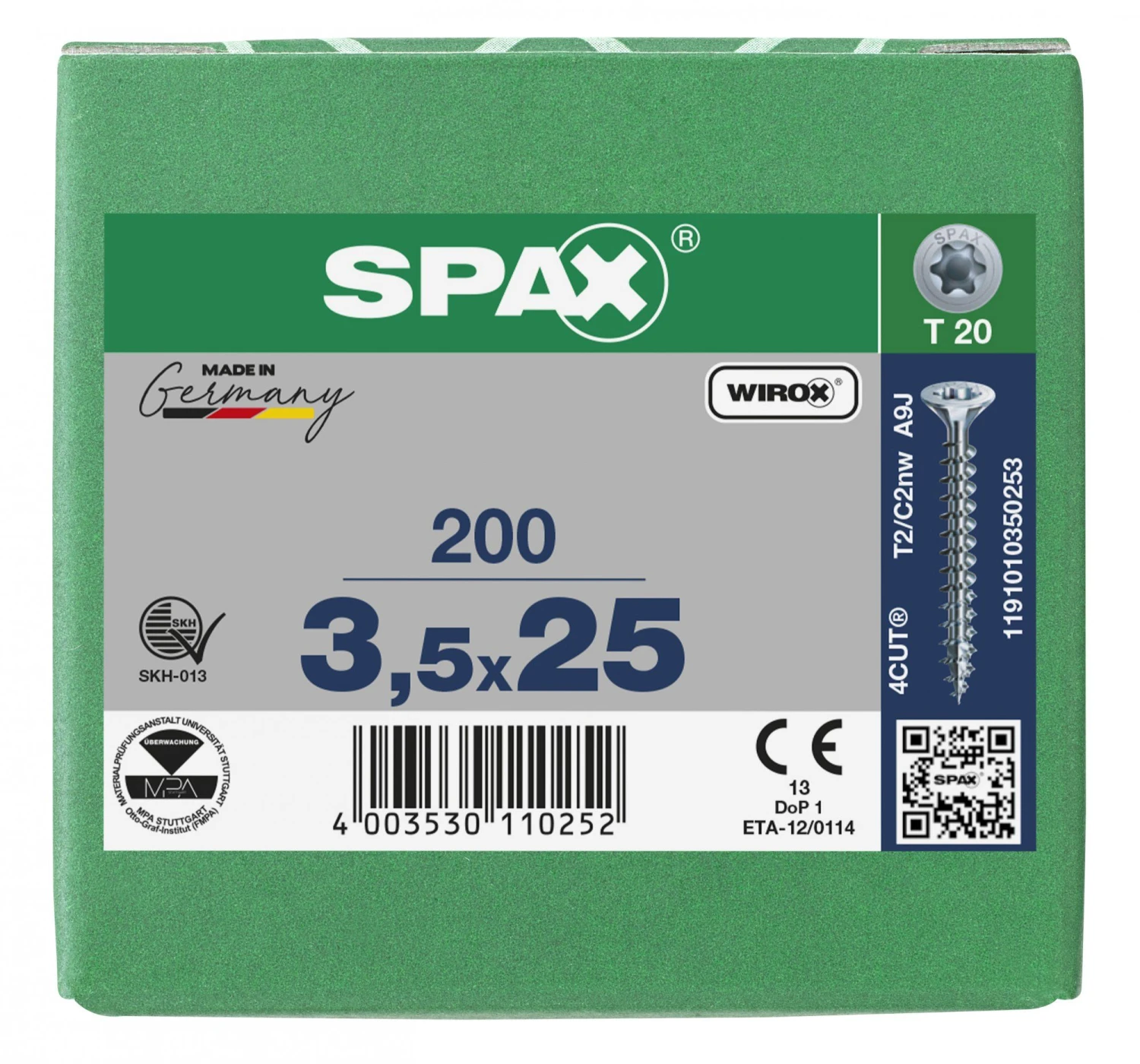 SPAX 1191010350253 Universele Schroef, Verzonken Kop, 3.5 X 25, Voldraad, T-STAR Plus TX20 - WIROX - 200 Stuks 8 SPAX 1191010350253 Universele Schroef, Verzonken Kop, 3.5 X 25, Voldraad, T-STAR Plus TX20 - WIROX - 200 Stuks - Afbeelding 6