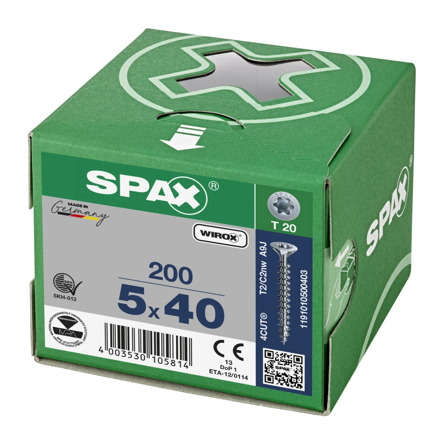 SPAX 1191010500403 Universele Schroef, Verzonken Kop, 5 X 40, Voldraad, T-STAR Plus TX20 - WIROX - 200 Stuks 7 SPAX 1191010500403 Universele Schroef, Verzonken Kop, 5 X 40, Voldraad, T-STAR Plus TX20 - WIROX - 200 Stuks - Afbeelding 5