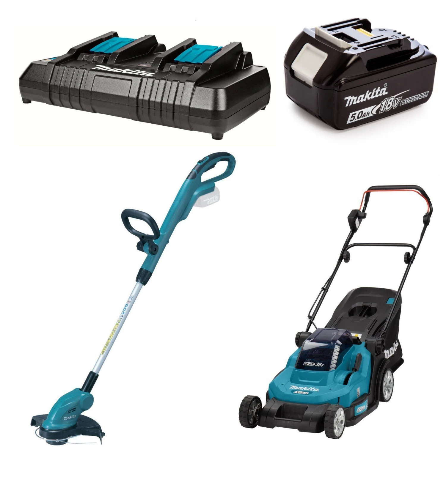 Makita DLM432PT2 Grasmaaier Set + DUR181Z Grastrimmer Body 3 Makita DLM432PT2 Grasmaaier Set + DUR181Z Grastrimmer Body