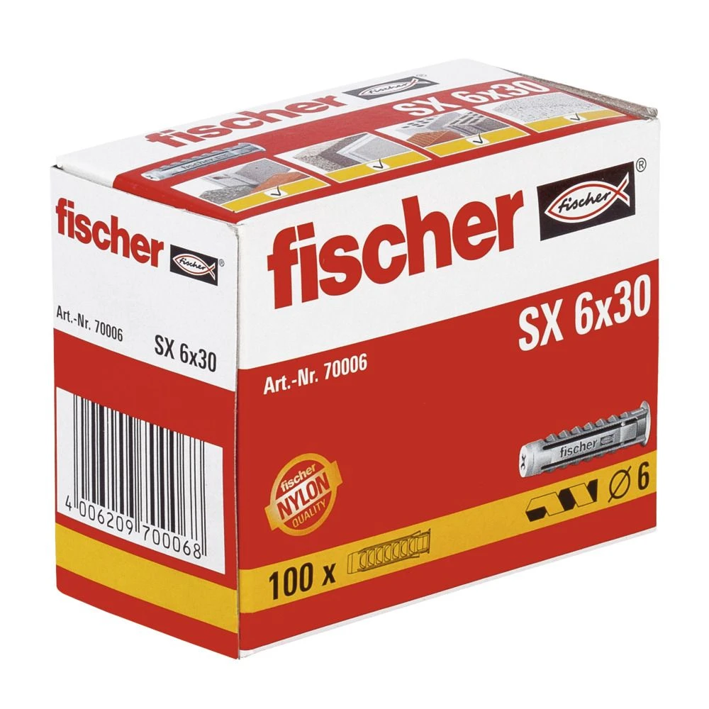 Fischer 70006 SX Pluggen - 6 X 30 Mm (100st) 4 Fischer 70006 SX Pluggen - 6 X 30 Mm (100st) - Afbeelding 2