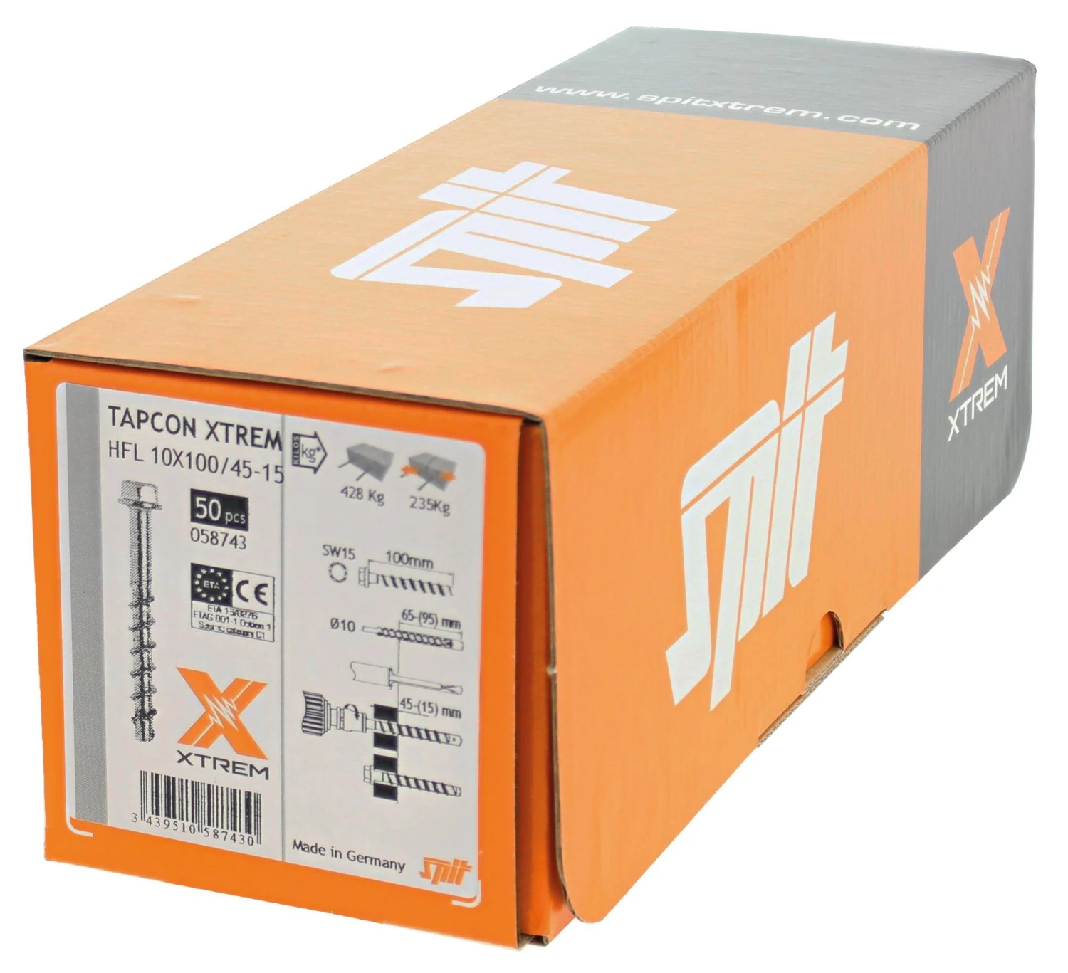 Spit 058746 Tapcon Xtrem Hfl Betonschroef 10X160/105-75 (50st) 4 Spit 058746 Tapcon Xtrem Hfl Betonschroef 10X160/105-75 (50st) - Afbeelding 2