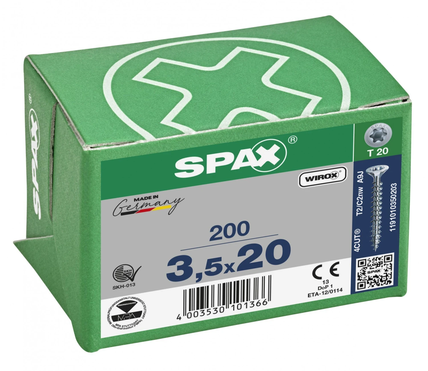 SPAX 1191010350203 Universele Schroef, Verzonken Kop, 3.5 X 20, Voldraad, T-STAR Plus TX20 - WIROX - 200 Stuks 6 SPAX 1191010350203 Universele Schroef, Verzonken Kop, 3.5 X 20, Voldraad, T-STAR Plus TX20 - WIROX - 200 Stuks - Afbeelding 4